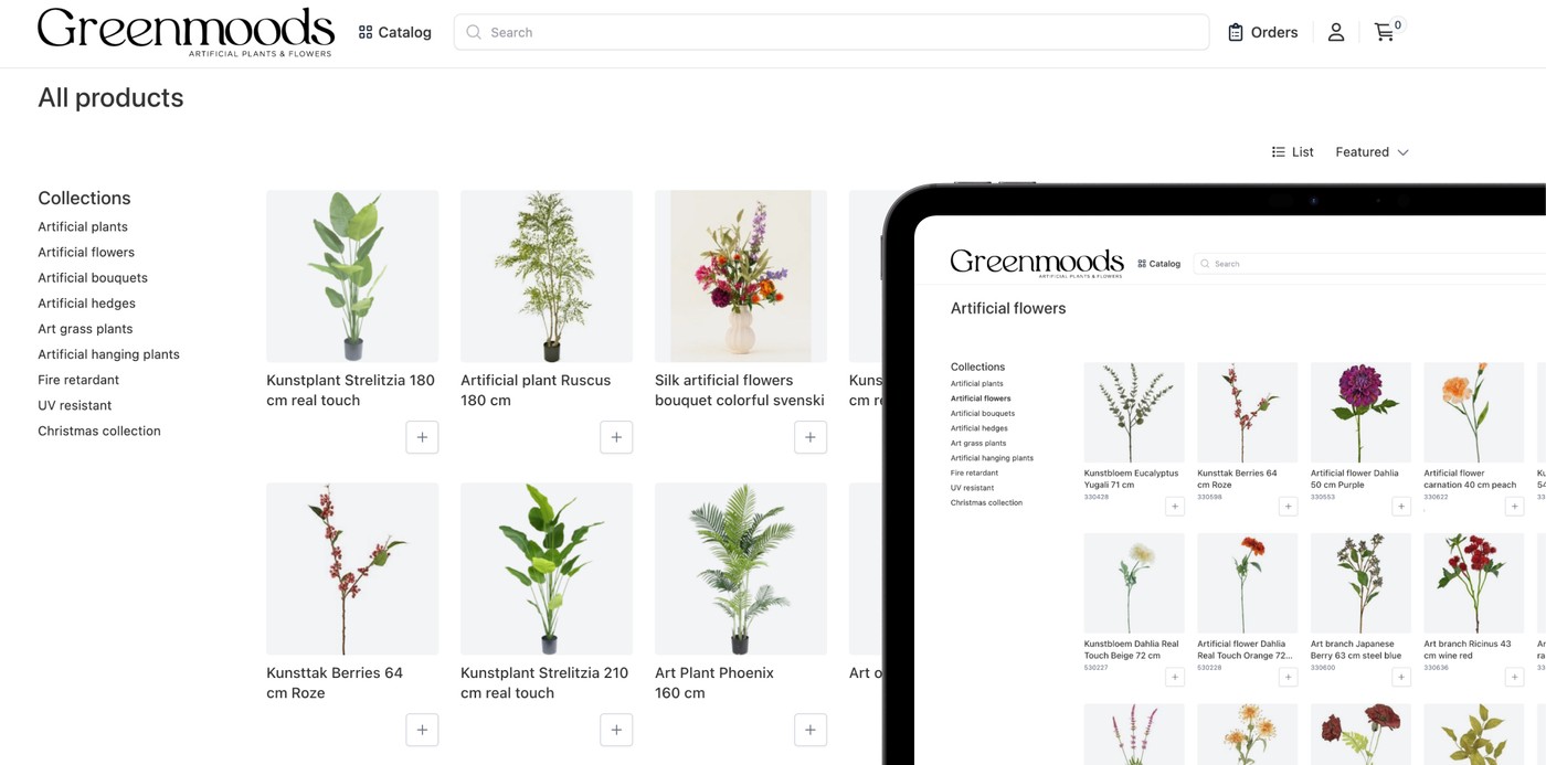 Greenmoods B2B Portal by Orderchamp - Shop